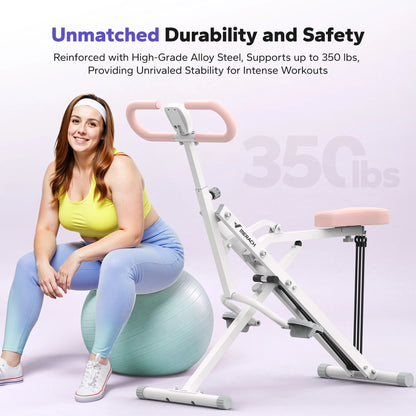 Squat Assist Trainer Foldable Squat Rider Machine for Glutes and Quads with 3 Tension Bands