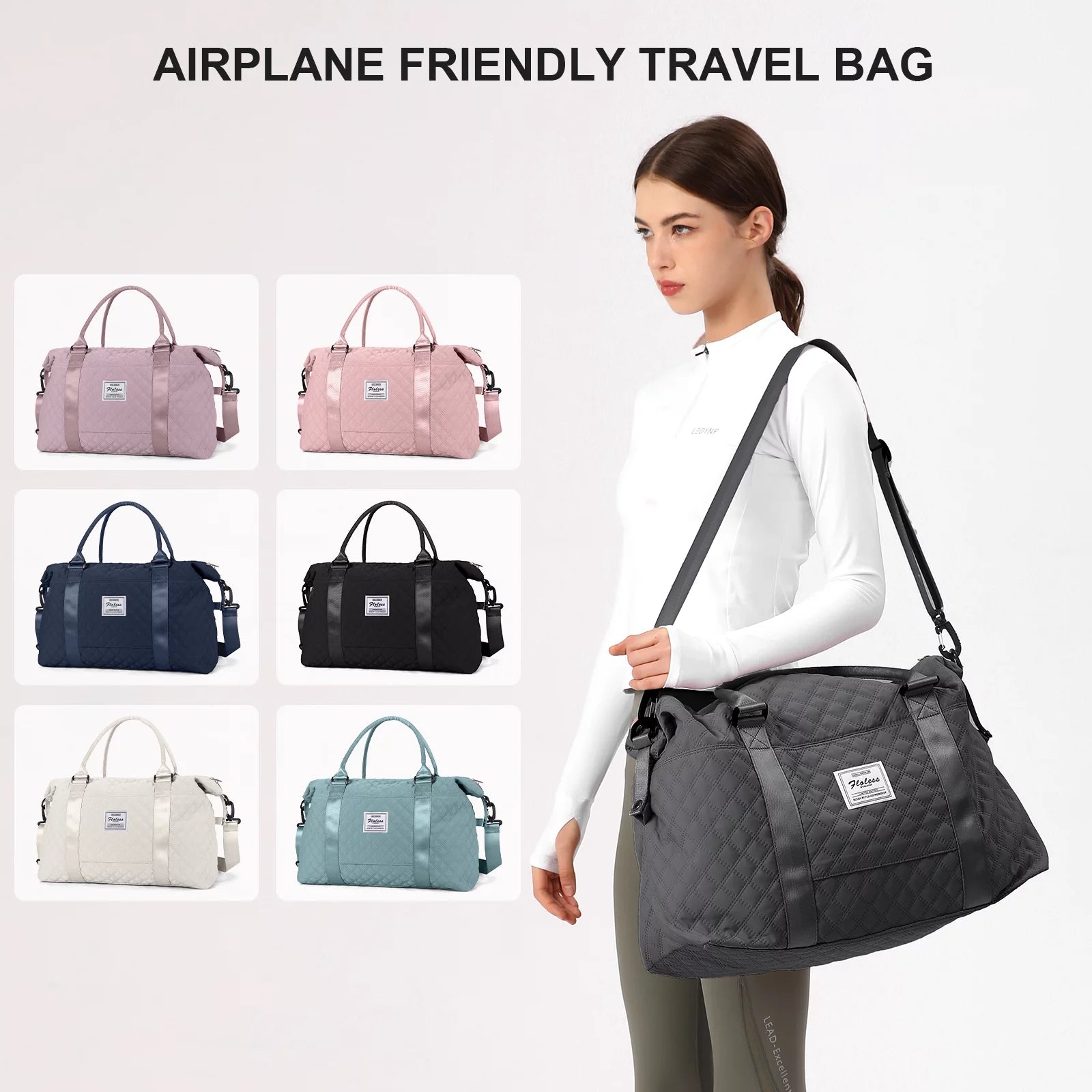 Travel Duffle Bag,Casual Sport Bag for Woman,Men Gym Tote Bag,Weekender Overnight Bag Carry on Bag Hospital Holdalls ,Personal Item Bag for Airlines with Wet Pocket Dimgrey